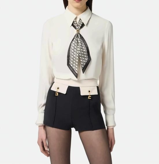 25FW 엘리자베타프랜치 탑 CA09356E2 DZ9 White - ELISABETTA FRANCHI