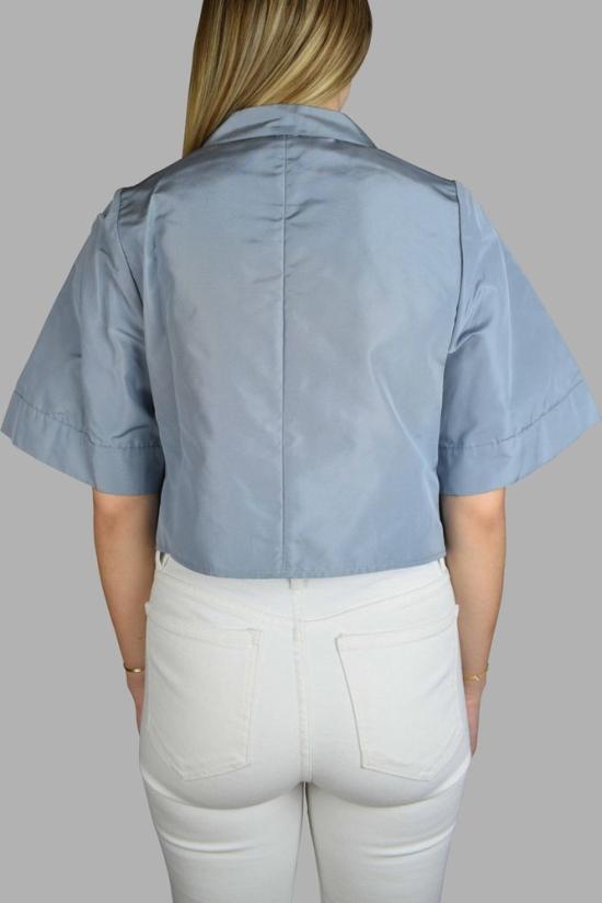  프라다 탑 앞주머니가 있는 크롭 실크 - PRADA