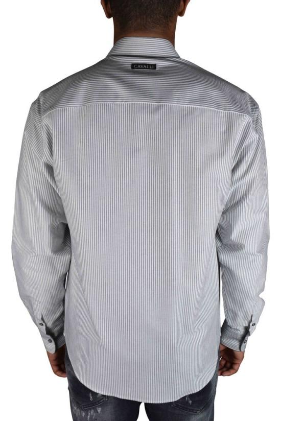  로베르토 카발리 셔츠 세로로 파란색과 흰색 줄무늬가 있는 - ROBERTO CAVALLI