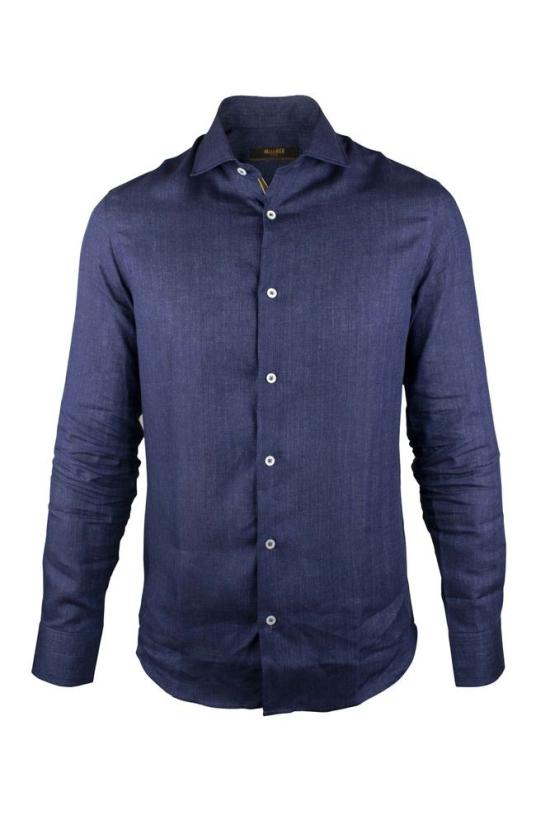  무레르 셔츠 탈부착 가능한 코르셋이 포함된 네이비 블루 린넨