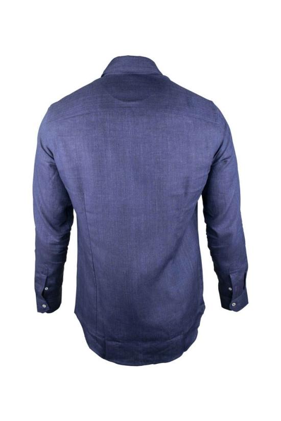  무레르 셔츠 탈부착 가능한 코르셋이 포함된 네이비 블루 린넨 - MOORER