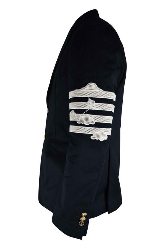  톰브라운 의류 자수 장식이 있는 네이비 블루 맞춤 정장 - THOM BROWNE