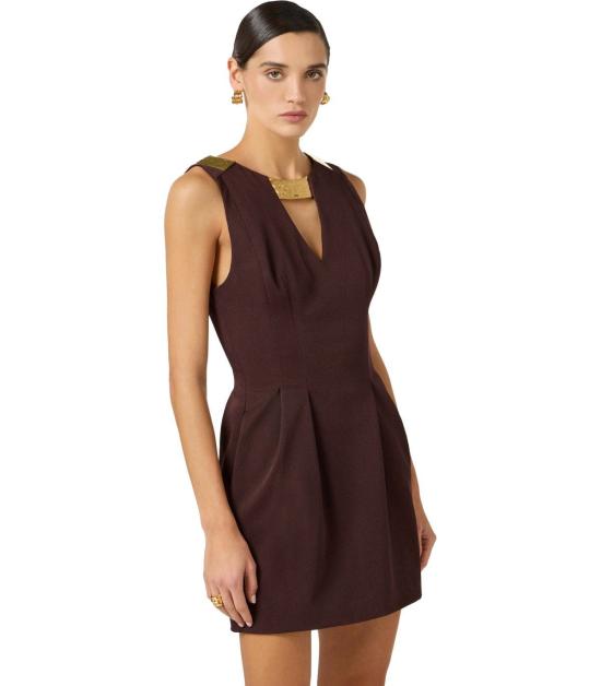 26SS 엘리자베타프랜치 숏 원피스 AB85661E2 644 38 Brown - ELISABETTA FRANCHI