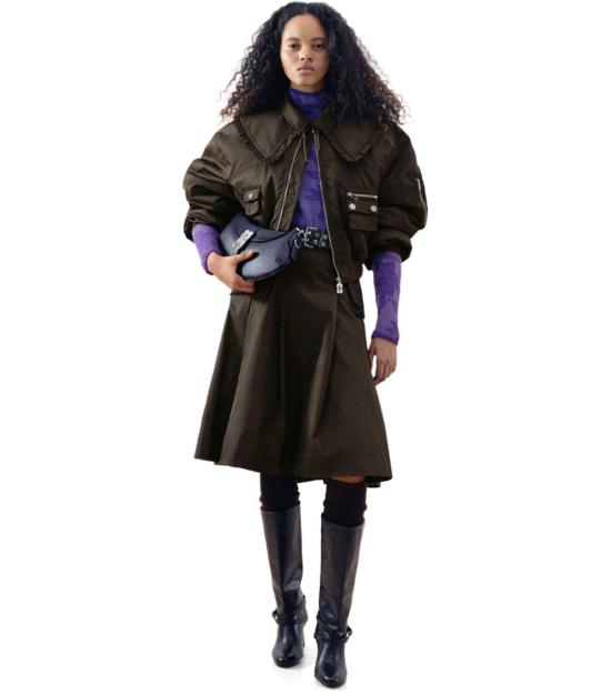 26SS 가니 나일론 봄버 자켓 A1010046 ZWX 34 Brown - GANNI