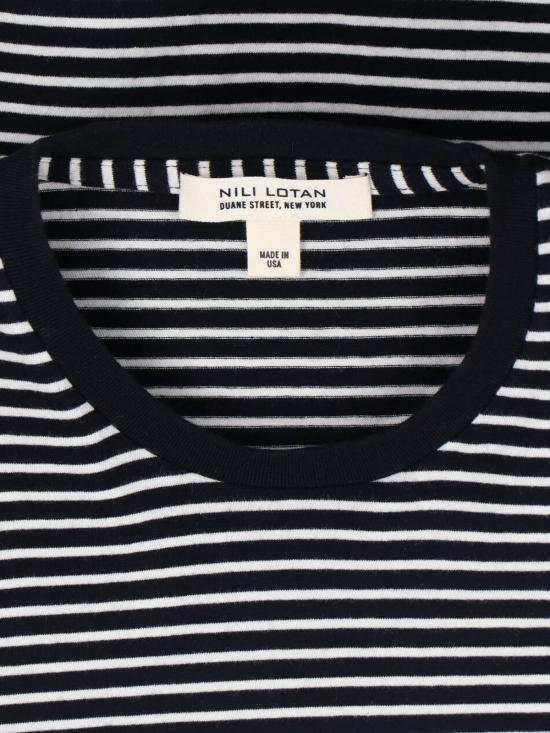 26SS 닐리로탄 반팔 티셔츠 11463 K217 BLACK IVORY STRIPE Black - NILI LOTAN