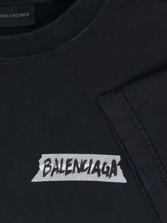 26SS 발렌시아가 마스킹 테이프 티셔츠 850990 TTVL6 1041 Black - BALENCIAGA