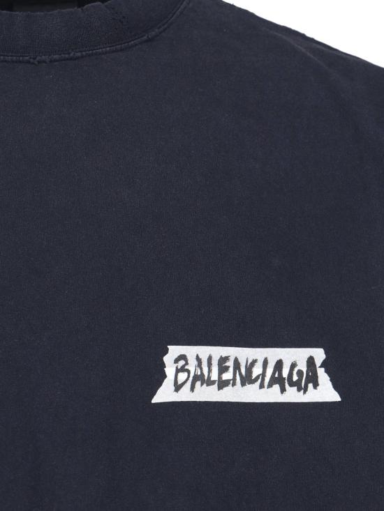 26SS 발렌시아가 마스킹 테이프 라지 핏 롱 슬리브 티셔츠 850404 TTVL6 1041 Black - BALENCIAGA