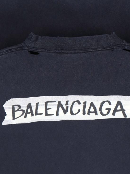 26SS 발렌시아가 마스킹 테이프 라지 핏 롱 슬리브 티셔츠 850404 TTVL6 1041 Black - BALENCIAGA