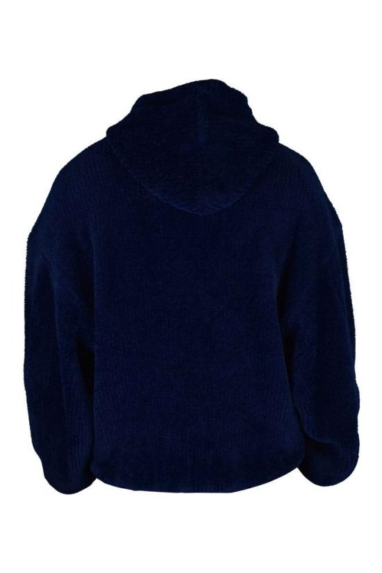  발렌시아가 탑 네이비 블루 코듀로이 후드티 - BALENCIAGA