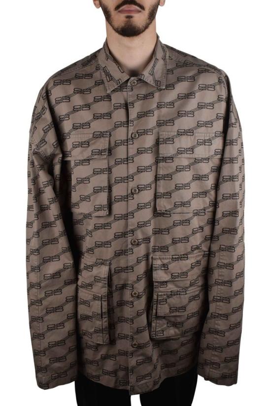  발렌시아가 셔츠 아이코닉한 로고 프린트가 돋보이는 베이지색 카고 - BALENCIAGA