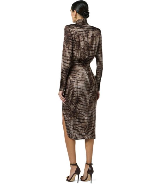 26SS 엘리자베타프랜치 미디 원피스 AB89261E2 644 40 Brown - ELISABETTA FRANCHI