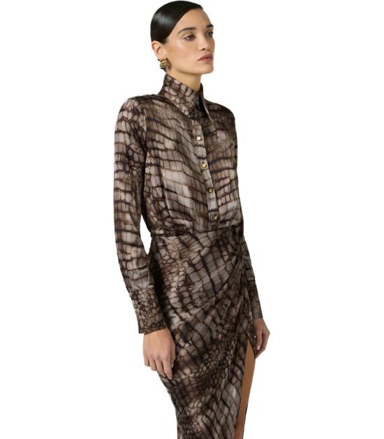 26SS 엘리자베타프랜치 미디 원피스 AB89261E2 644 40 Brown - ELISABETTA FRANCHI