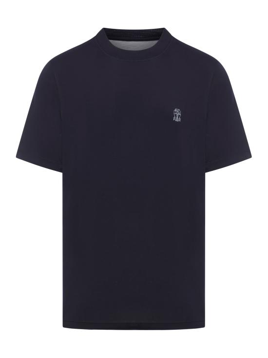 26SS 브루넬로 쿠치넬리 코튼 저지 크루넥 티셔츠 M0B138440 CD361 NAVY BLUE DOM