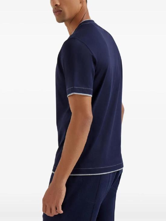 26SS 브루넬로 쿠치넬리 반팔 티셔츠 M0B137451GCD325 NAVY DOM - BRUNELLO CUCINELLI