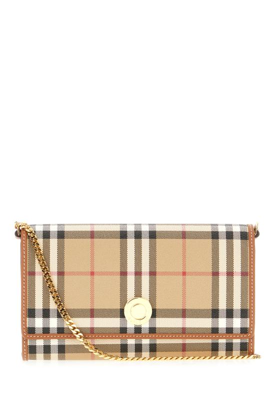 26SS 버버리 체크 체인 스트랩 월렛 8109798 A9534 VNTG CHK BRIAR BROWN