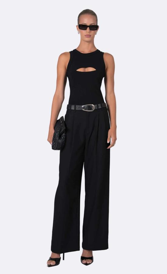  논살란트 레이블 바디수트 티셔츠 Nonchalant Label Odette Bodysuit Black