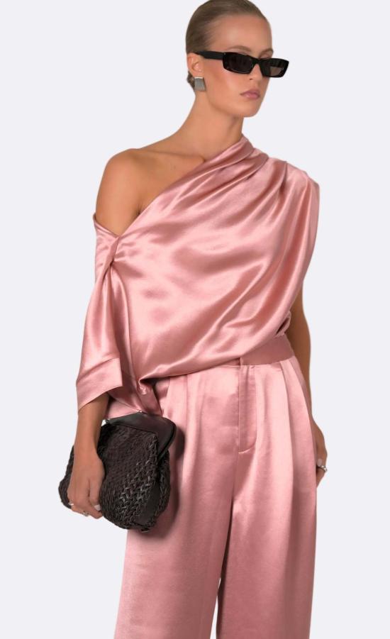  논살란트 레이블 블라우스 무심한 라벨 리아  더스티 로즈