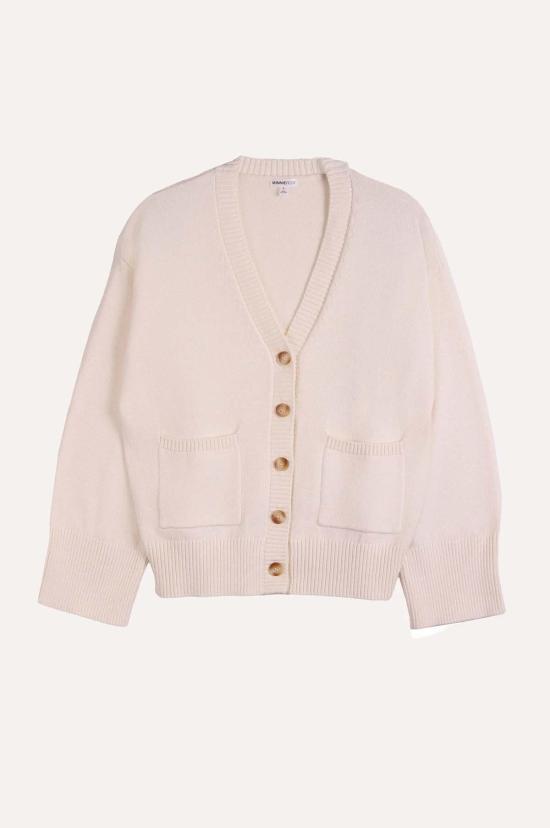  미니 로즈 가디건 럭스 코튼 블렌드 브이넥 - MINNIE ROSE