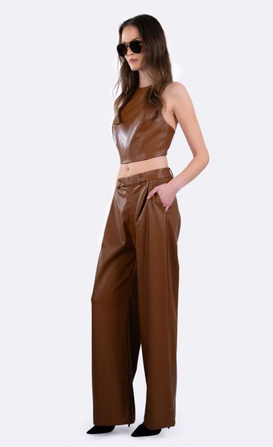  논살란트 레이블 민소매 티셔츠 Nonchalant Label Perrie Crop Top Caramel - NONCHALANT LABEL