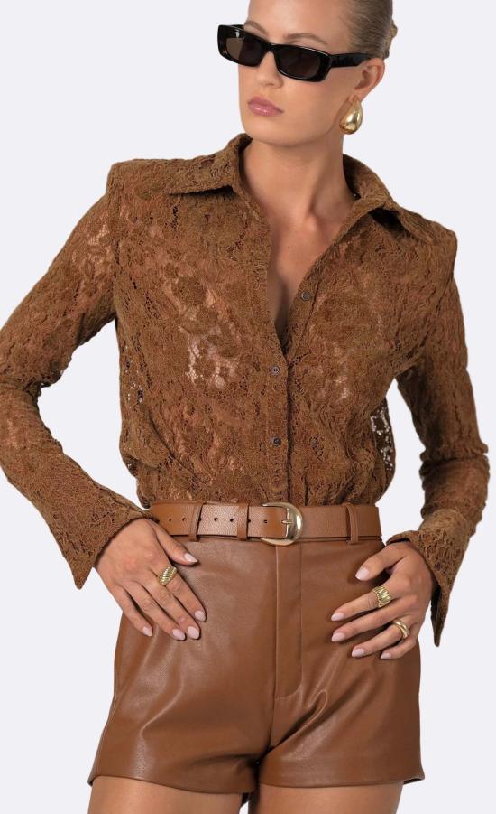  논살란트 레이블 숏팬츠 무심한 라벨 로비  카라멜