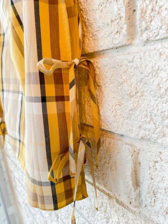  씨뉴욕 블라우스 Sea Ny Copeland 격자 무늬 탑 옐로우 - SEA NY