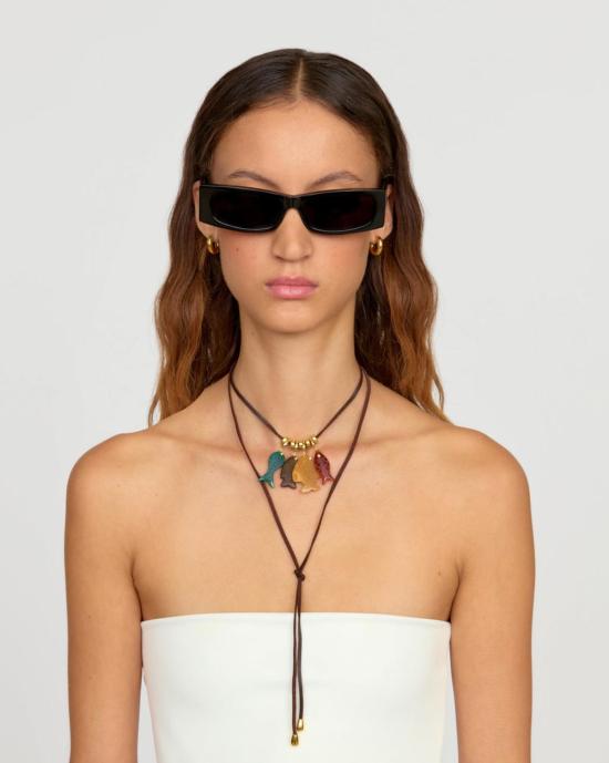  엘리우 목걸이/팬던트 물고기 참 장식 랩 목걸이 - ELIOU