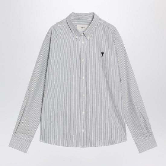 26SS 아미 스몰 하트 로고 스트라이프 코튼 옥스포드 버튼 다운 셔츠 HSH763 CO0087039 BLACK