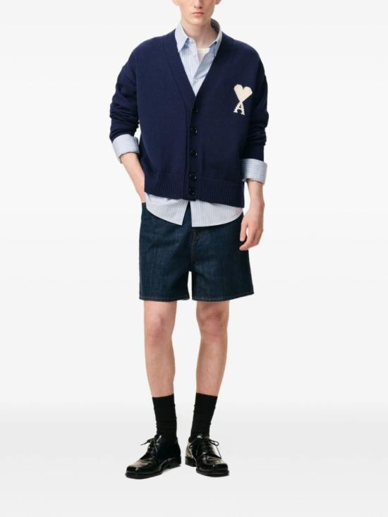 26SS 아미 울 드 하트 가디건 UKC380 KN0156 A116 Blue - AMI