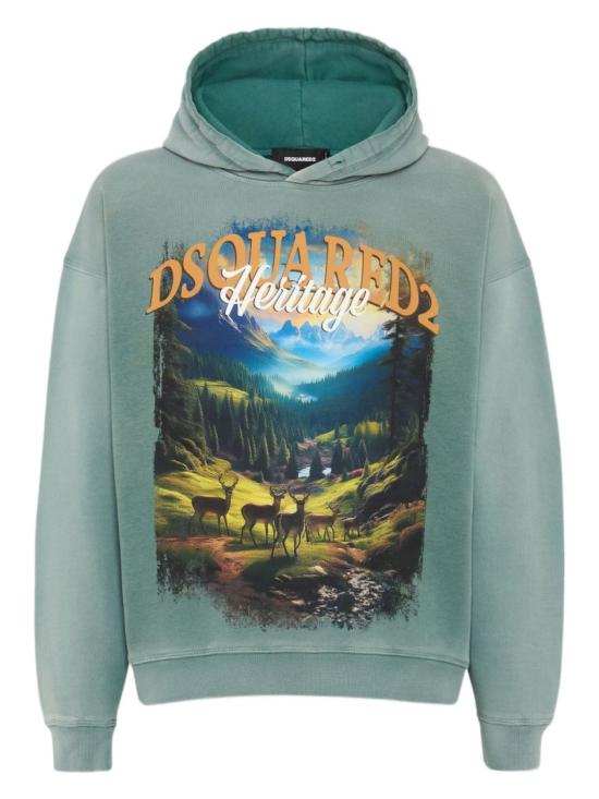 25FW 디스퀘어드2 후드 티셔츠 S74GU0882 S25030 608 Green - DSQUARED2