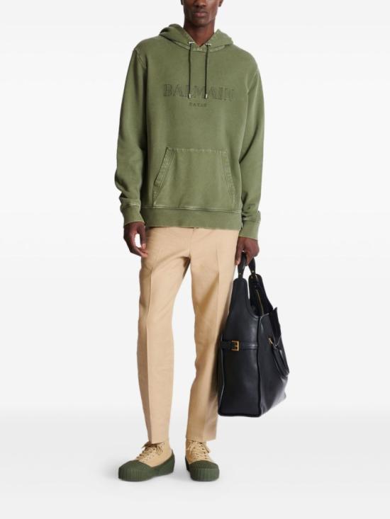 25FW 발망 후드 티셔츠 FH1JT047BC72 UIA Green - BALMAIN