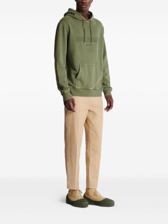 25FW 발망 후드 티셔츠 FH1JT047BC72 UIA Green - BALMAIN