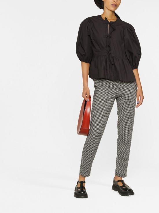 26SS 가니 코튼 포플린 페플럼 타이 블라우스 F7364 099 Black - GANNI