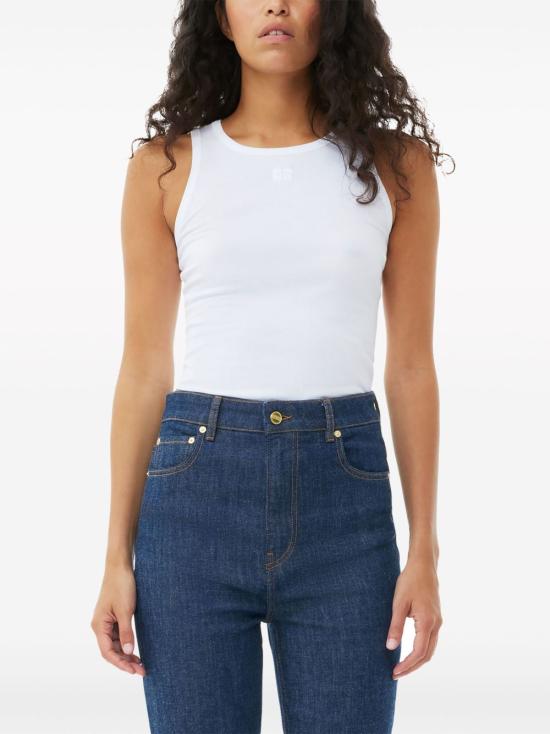 26SS 가니 소프트 코튼 립 탱크 탑 T3897 151 White - GANNI