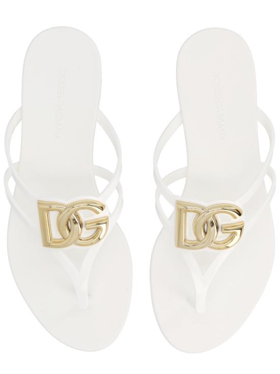 26SS 돌체앤가바나 러버 비치웨어 슬라이드 CW2418AY81780001 WHITE - DOLCE & GABBANA