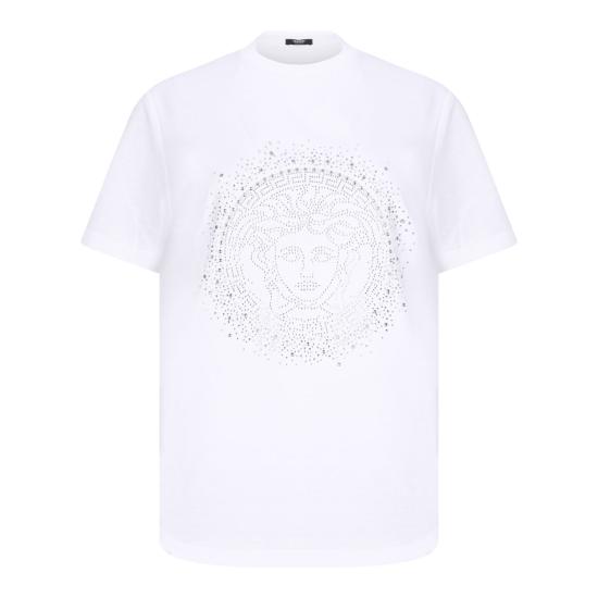 26SS 베르사체 반팔 티셔츠 10232061A172162W210 WHITE CRYSTAL