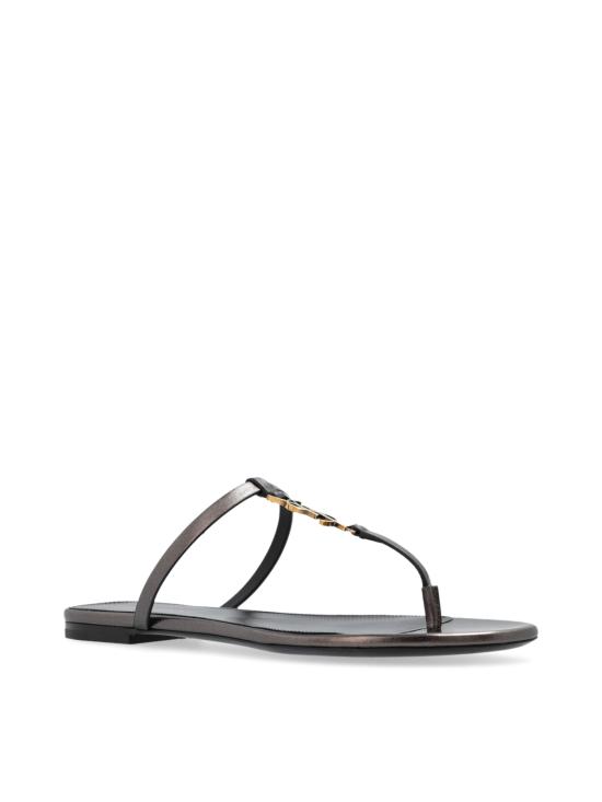 26SS 생로랑 라미네이티드 메탈릭 레더 카산드라 슬라이드 7760810NLDD2121 BROWN - SAINT LAURENT