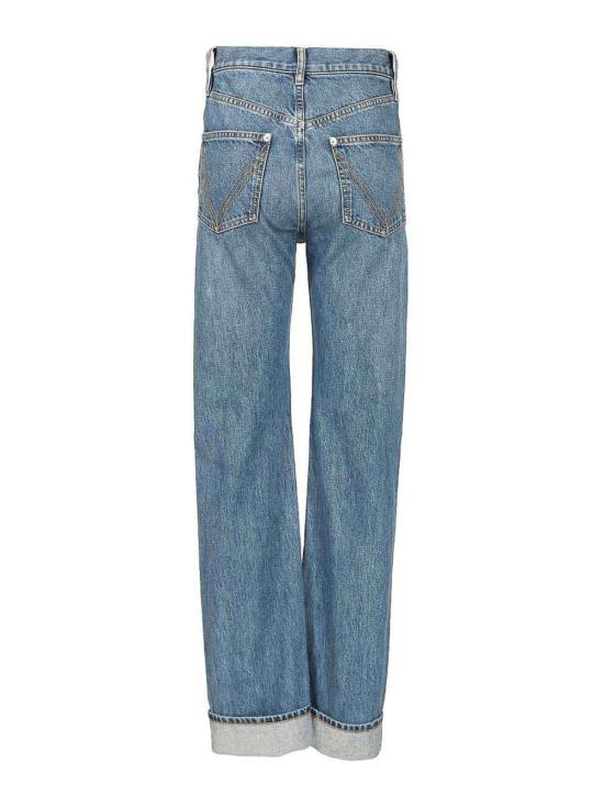 25FW 보테가베네타 스트레이트 팬츠 831607V42W04715 Blue - BOTTEGA VENETA