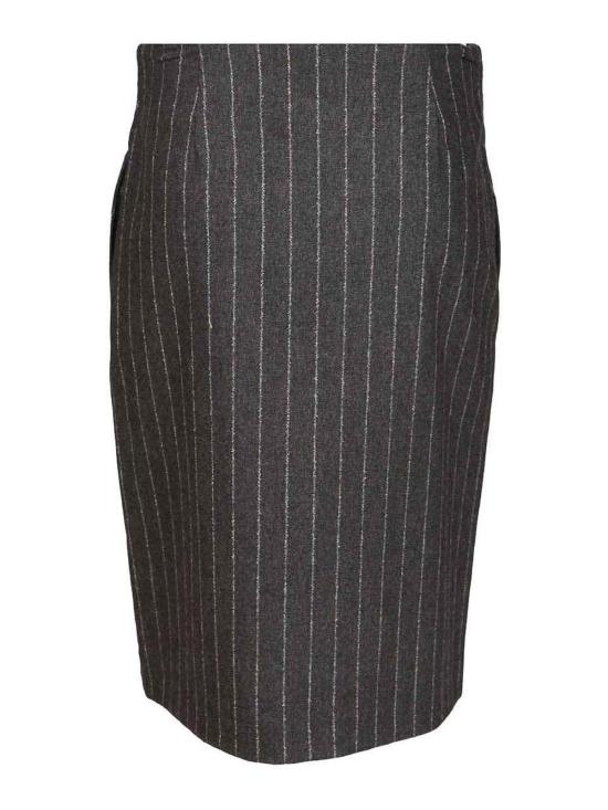 25FW 루루 스튜디오 미디 스커트 MASONANTHRACITESTRIPES Grey - LOULOU STUDIO