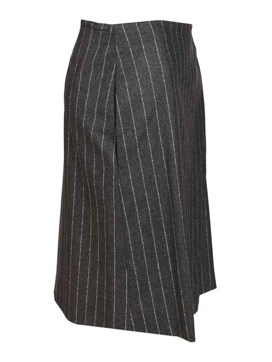 25FW 루루 스튜디오 미디 스커트 MASONANTHRACITESTRIPES Grey - LOULOU STUDIO