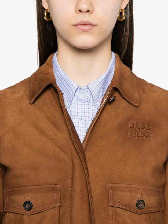 25FW 미우미우 가죽 자켓 MPV950SOOO17XDF0401 Camel - MIU MIU