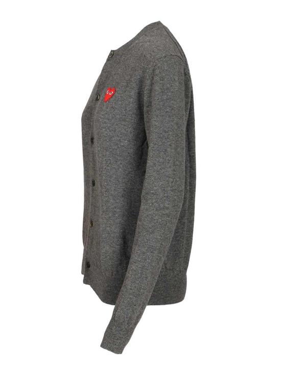26SS 꼼데가르송 플레이 레드 하트 니트 가디건 AXN0070513 Grey - COMME DES GARCONS