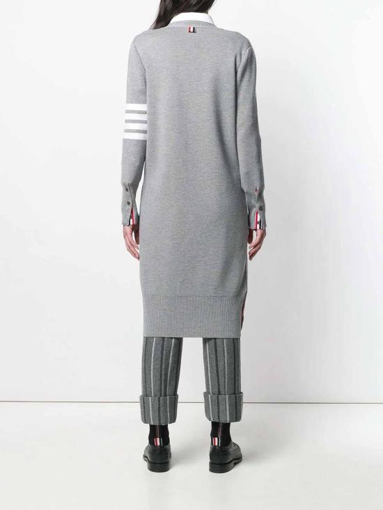 25FW 톰브라운 울 밀라노 스티치 4바 브이넥 롱 가디건 FKC289A00014055 Grey - THOM BROWNE