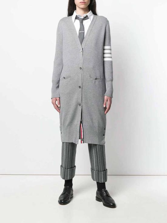 25FW 톰브라운 울 밀라노 스티치 4바 브이넥 롱 가디건 FKC289A00014055 Grey - THOM BROWNE