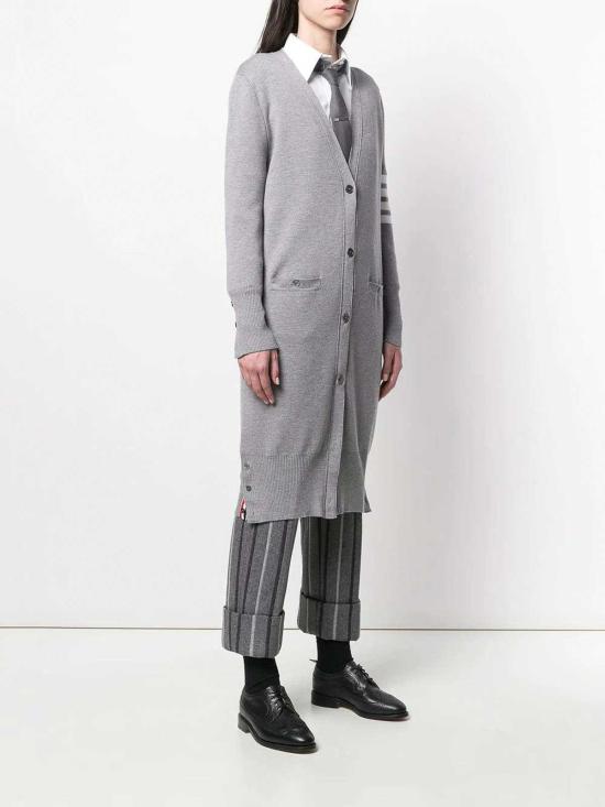25FW 톰브라운 울 밀라노 스티치 4바 브이넥 롱 가디건 FKC289A00014055 Grey - THOM BROWNE