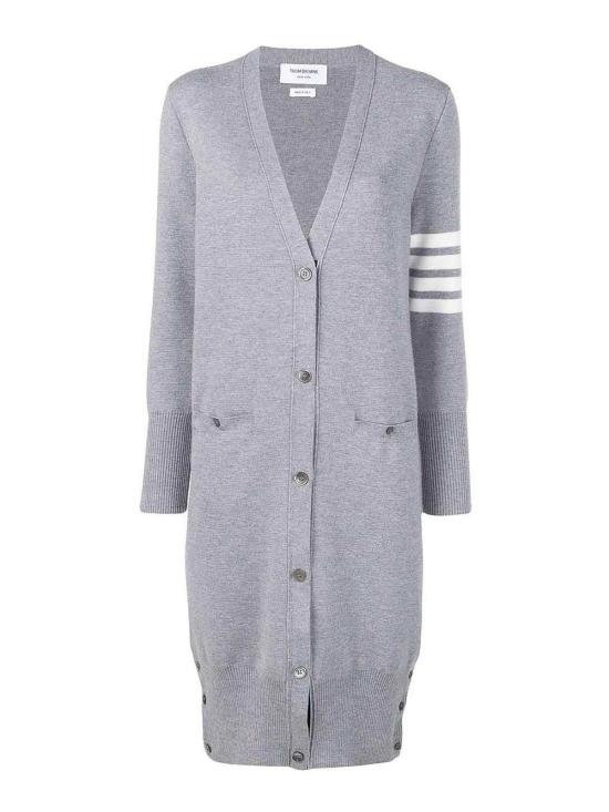 25FW 톰브라운 울 밀라노 스티치 4바 브이넥 롱 가디건 FKC289A00014055 Grey