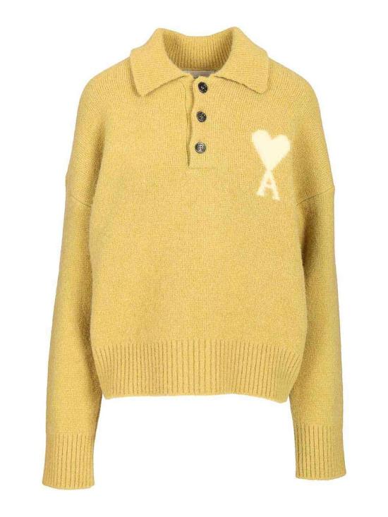 25FW 아미 ADC 알파카 폴로 스웨터 UPL408KN01353993 Yellow