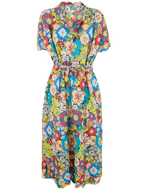 26SS 다니엘라 그레지스 롱 원피스 A34AM LY1 BLACK BACKGROUND COLORED SUNFLOWERS