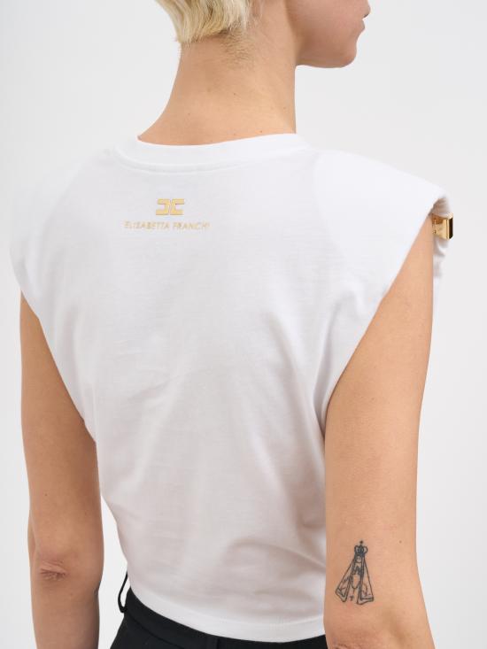 26SS 엘리자베타프랜치 반팔 티셔츠 NMA01161E2270 White - ELISABETTA FRANCHI