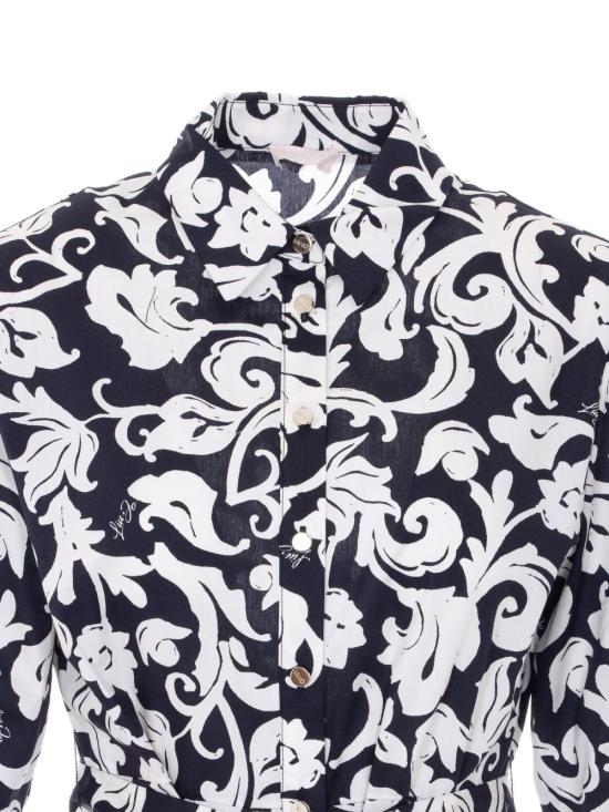 26SS 리우조 미디 원피스 WA6349 T4853P9421 Black wh ara - LIU JO