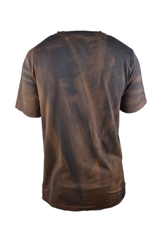  오프화이트 반팔 티셔츠 워싱 처리된 갈색 면 티셔츠 - OFF WHITE